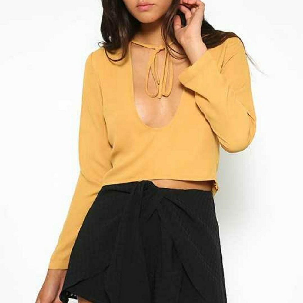 Lioness Mustard Tie Front Top